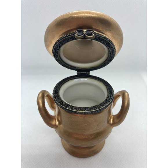 Champagne Ice Bucket Hinged Trinket Valentines Ceramic Jewelry Box - Picture 5 of 7